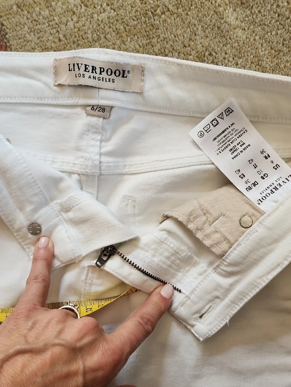 Liverpool White Denim Frayed Hem Mini Skirt